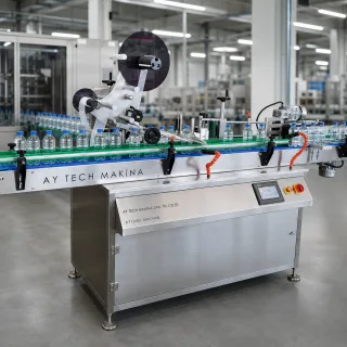 otomatik etiketleme makinası üst yüzey ve silindirik